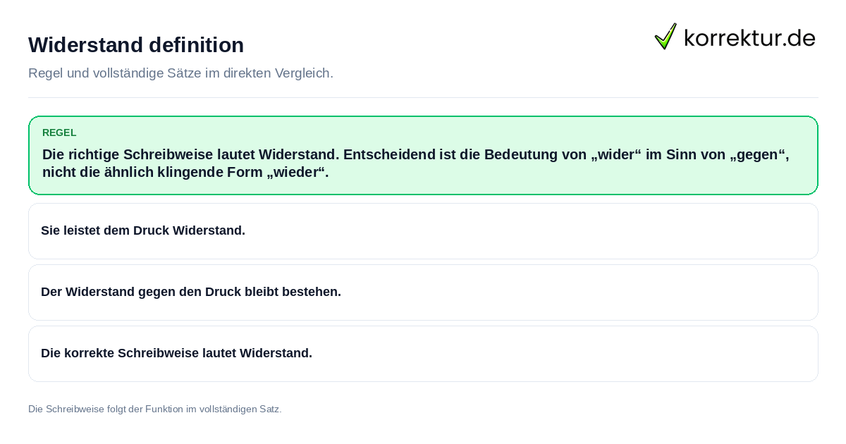 Konkrete Regel und vollständige Beispielsätze zu Widerstand definition
