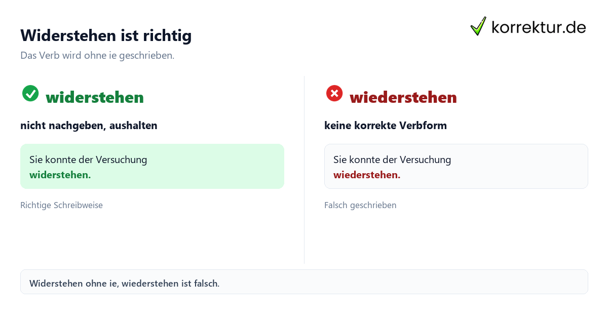 Widerstehen ist richtig Widerstehen oder wiederstehen: Was ist richtig? Vergleich der Schreibweisen