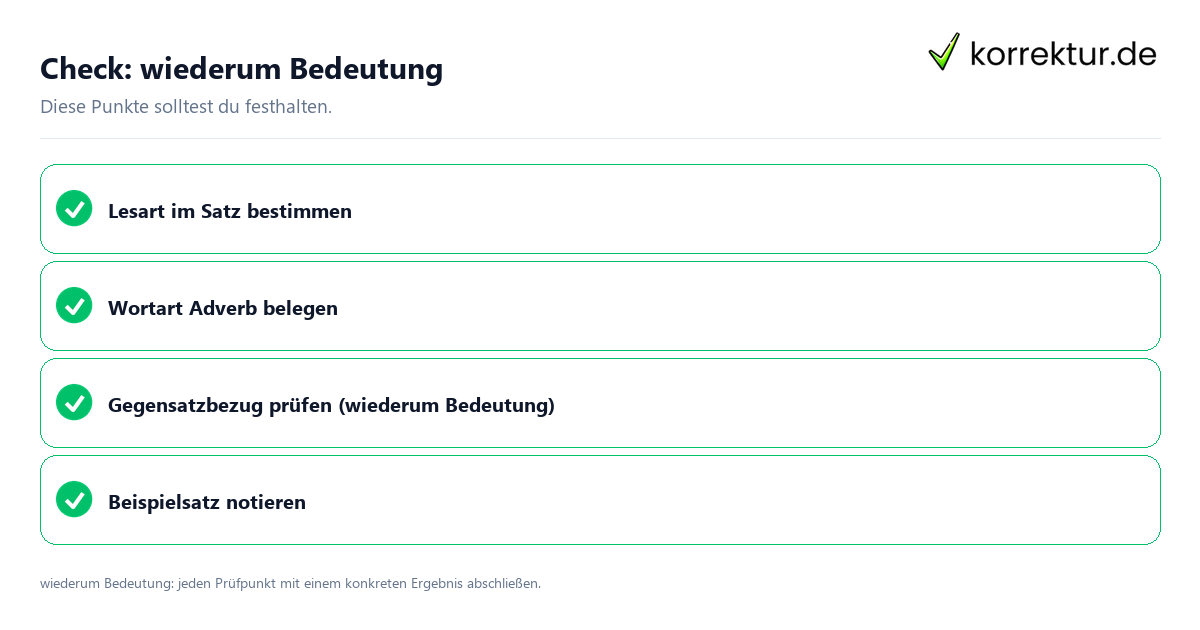 Check: wiederum Bedeutung Wiederum Bedeutung mit einer themenspezifischen Checkliste