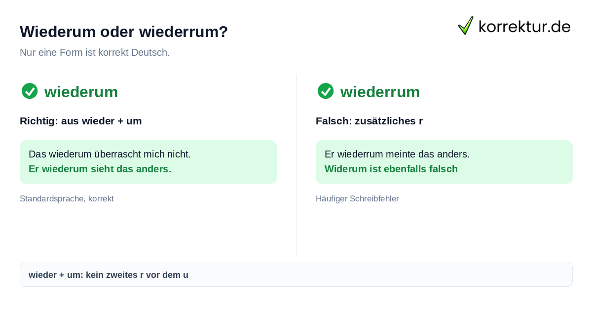 Wiederum oder wiederrum? Wiederum oder wiederrum: richtige Schreibweise im Vergleich