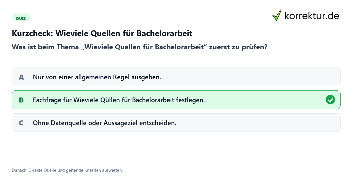 Wieviele Quellen für Bachelorarbeit mit einem Kurzquiz zum sinnvollen nächsten Schritt
