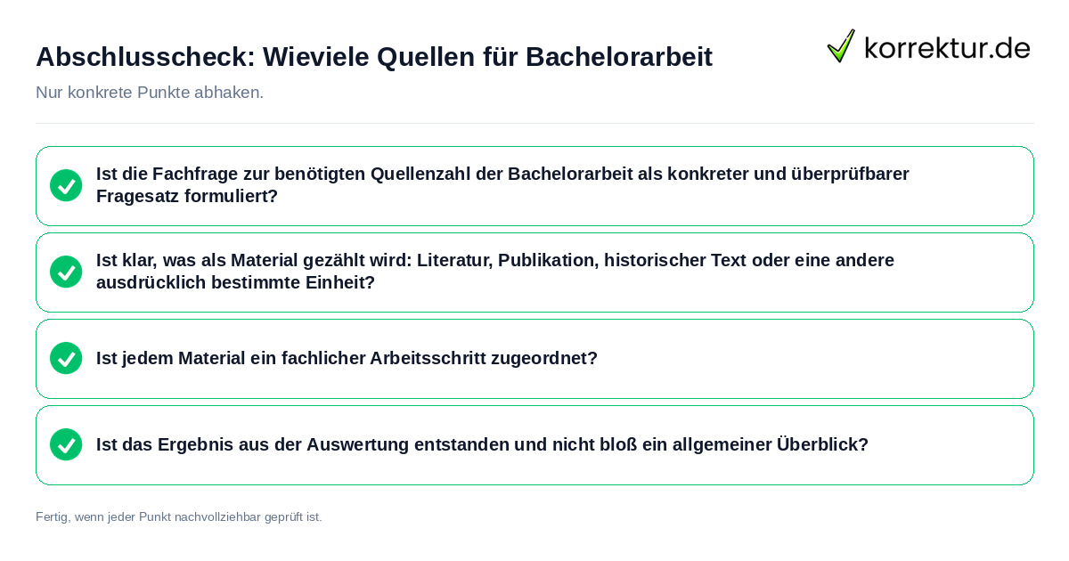 Abschlusscheck: Wieviele Quellen für Bachelorarbeit Konkreter Abschlusscheck zu Wieviele Quellen für Bachelorarbeit