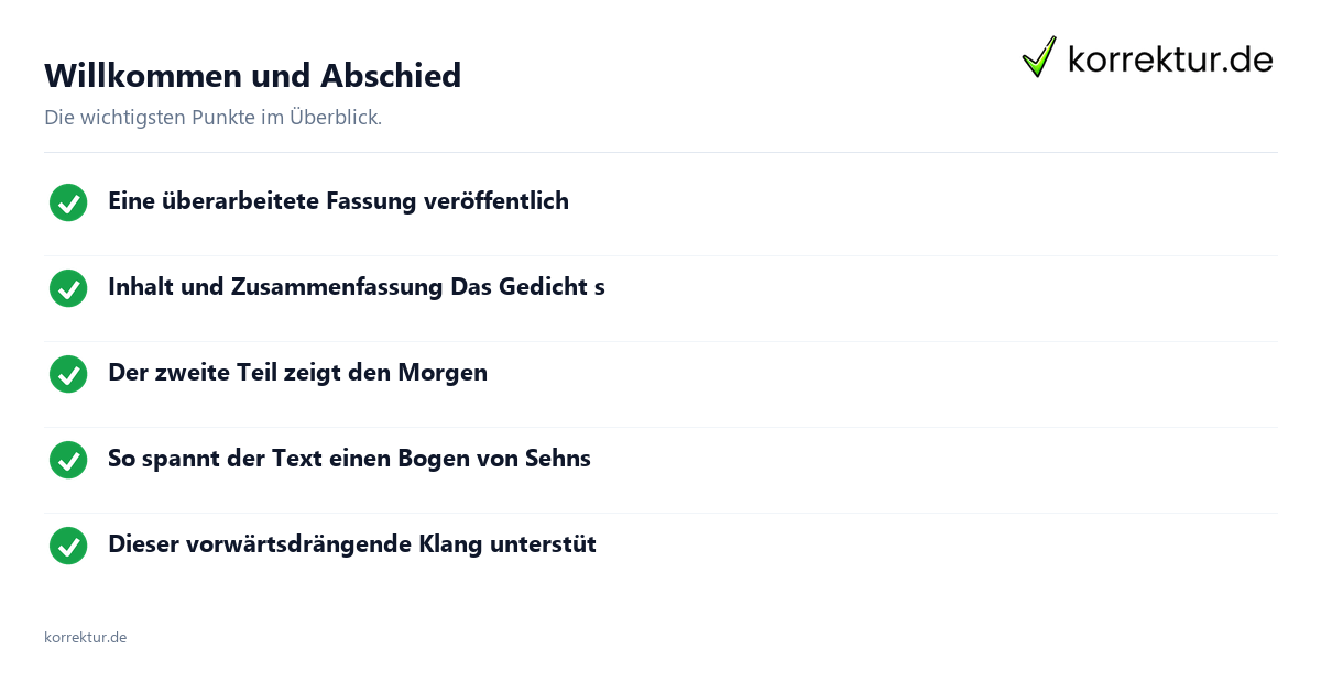 Willkommen und Abschied: Überblick