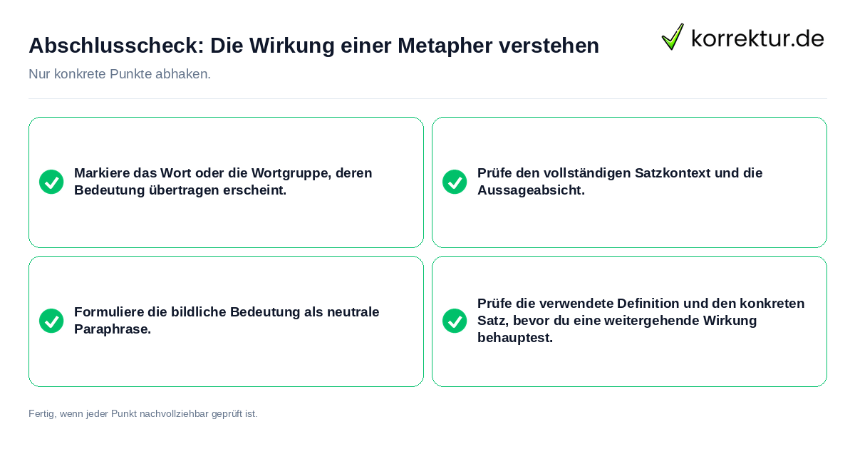 Abschlusscheck: Die Wirkung einer Metapher verstehen Konkreter Abschlusscheck zu Die Wirkung einer Metapher verstehen