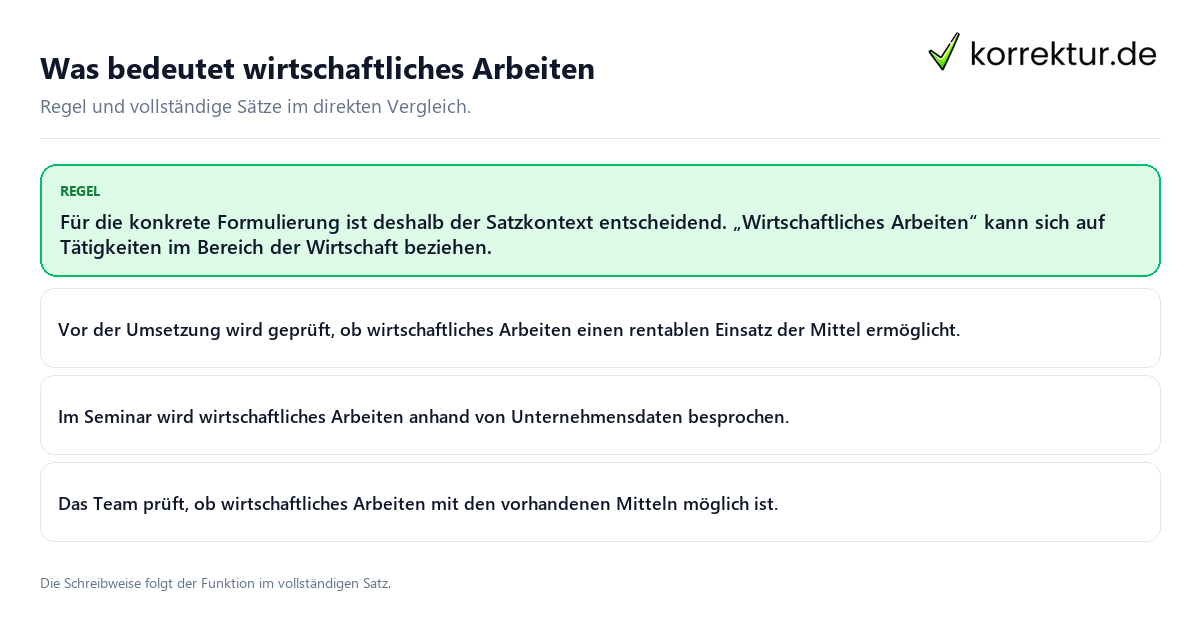 Was bedeutet wirtschaftliches Arbeiten Konkrete Regel und vollständige Beispielsätze zu Was bedeutet wirtschaftliches Arbeiten