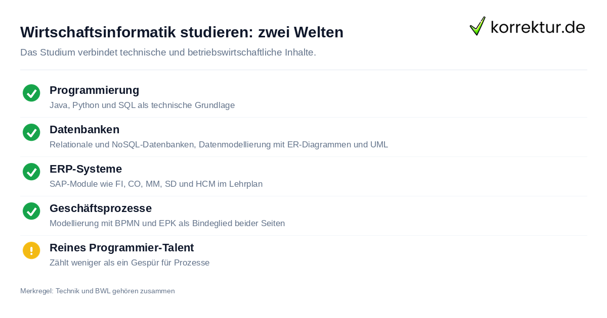 Wirtschaftsinformatik studieren: Themen aus Informatik und BWL