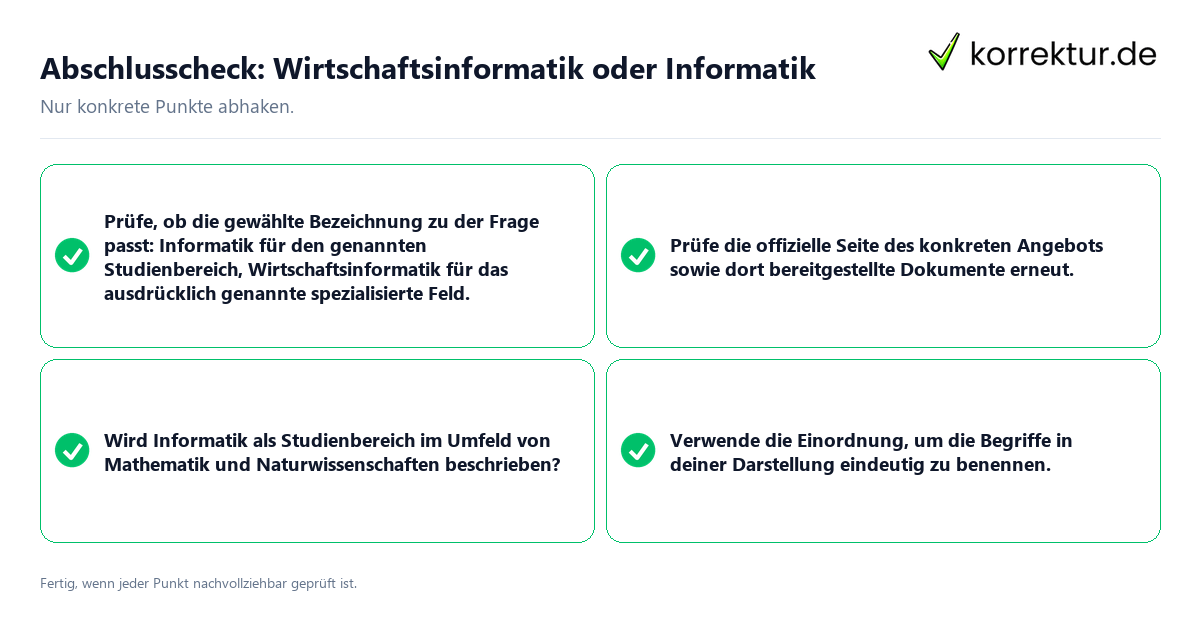 Abschlusscheck: Wirtschaftsinformatik oder Informatik Konkreter Abschlusscheck zu Wirtschaftsinformatik oder Informatik