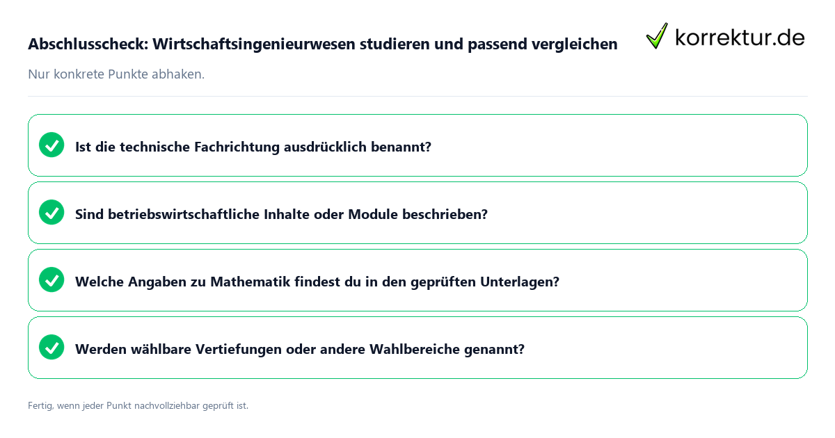 Abschlusscheck: Wirtschaftsingenieurwesen studieren und passend vergleichen Konkreter Abschlusscheck zu Wirtschaftsingenieurwesen studieren und passend vergleichen