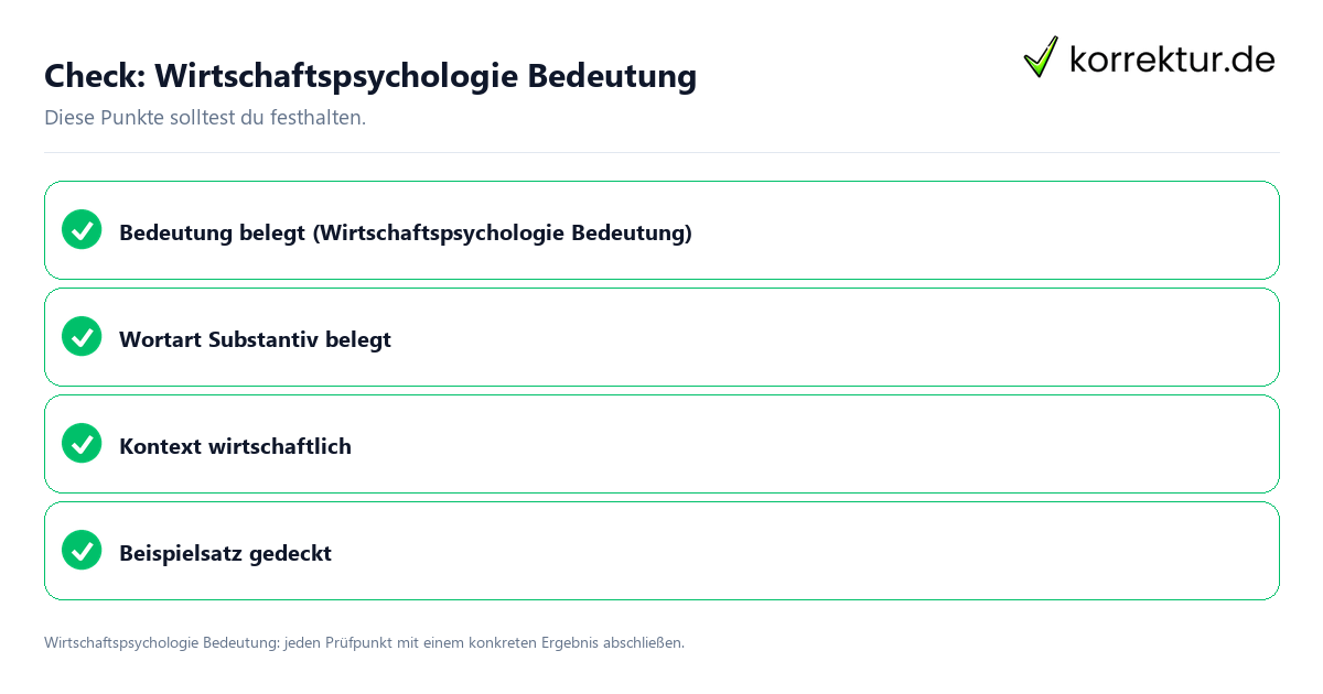 Wirtschaftspsychologie Bedeutung mit einer themenspezifischen Checkliste