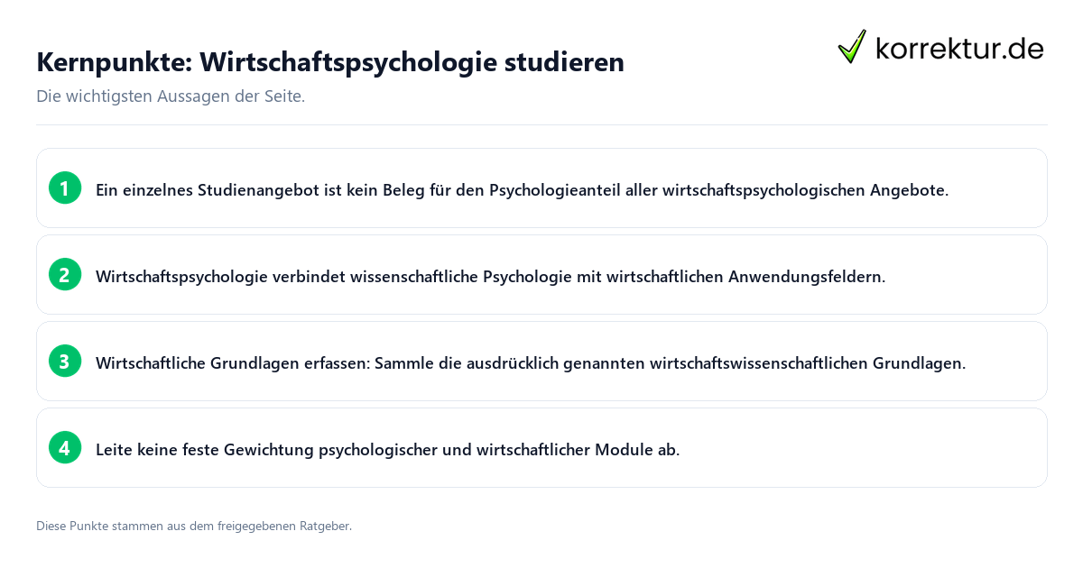 Konkrete Kernpunkte zu Wirtschaftspsychologie studieren