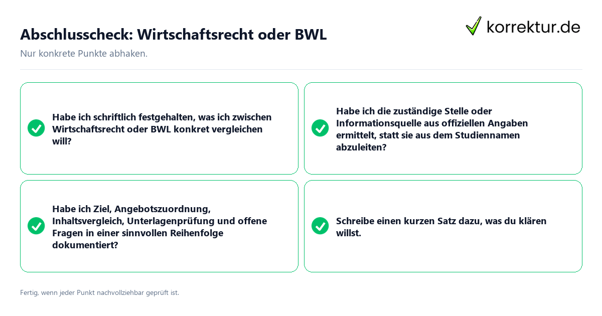 Konkreter Abschlusscheck zu Wirtschaftsrecht oder BWL