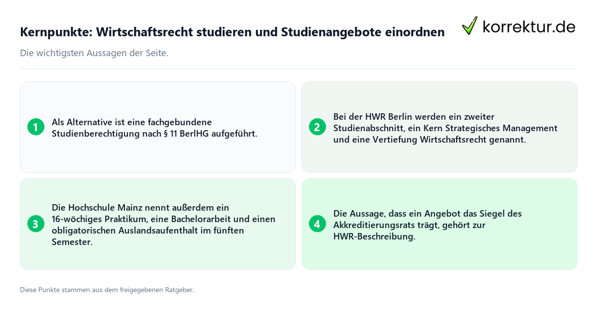 Kernpunkte: Wirtschaftsrecht studieren und Studienangebote einordnen Konkrete Kernpunkte zu Wirtschaftsrecht studieren und Studienangebote einordnen
