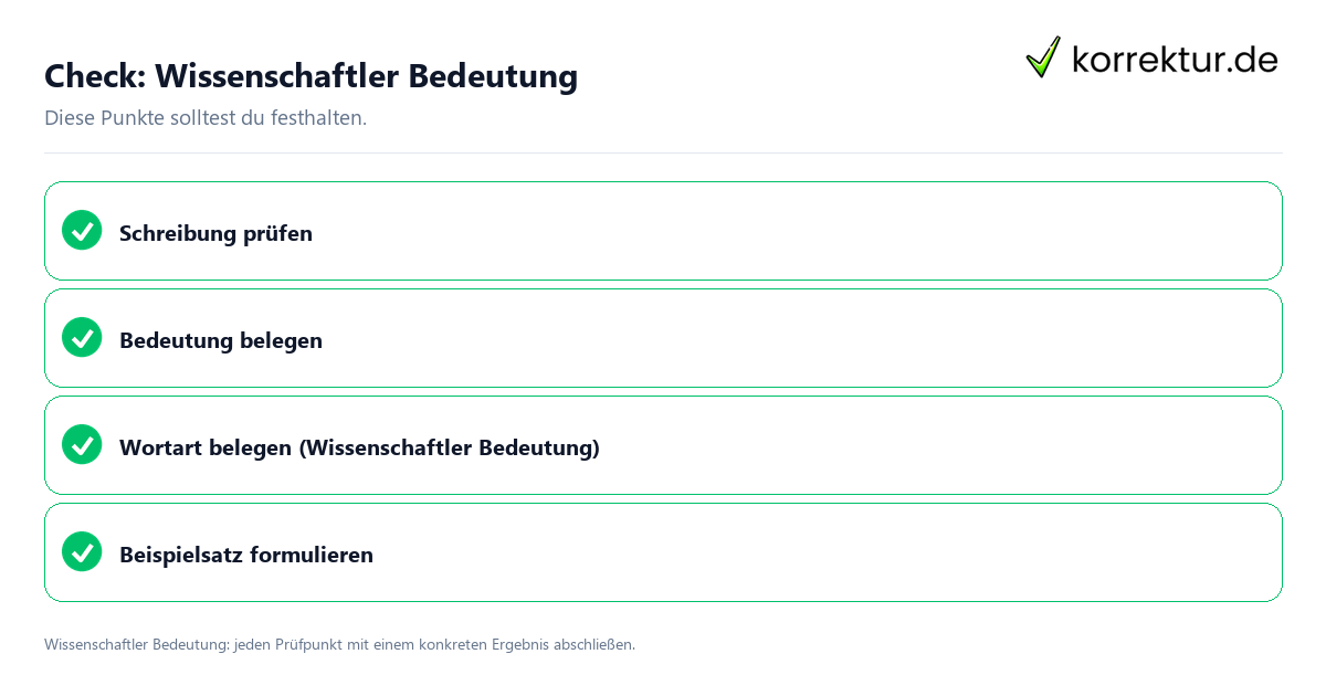 Wissenschaftler Bedeutung mit einer themenspezifischen Checkliste