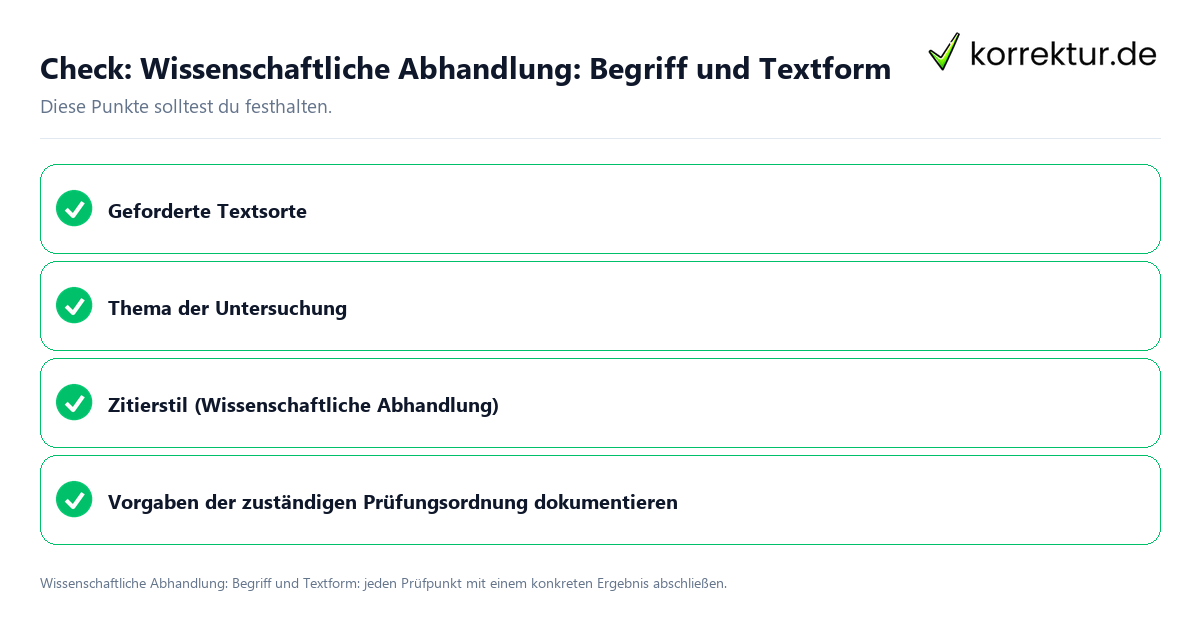 Wissenschaftliche Abhandlung: Begriff und Textform mit einer themenspezifischen Checkliste