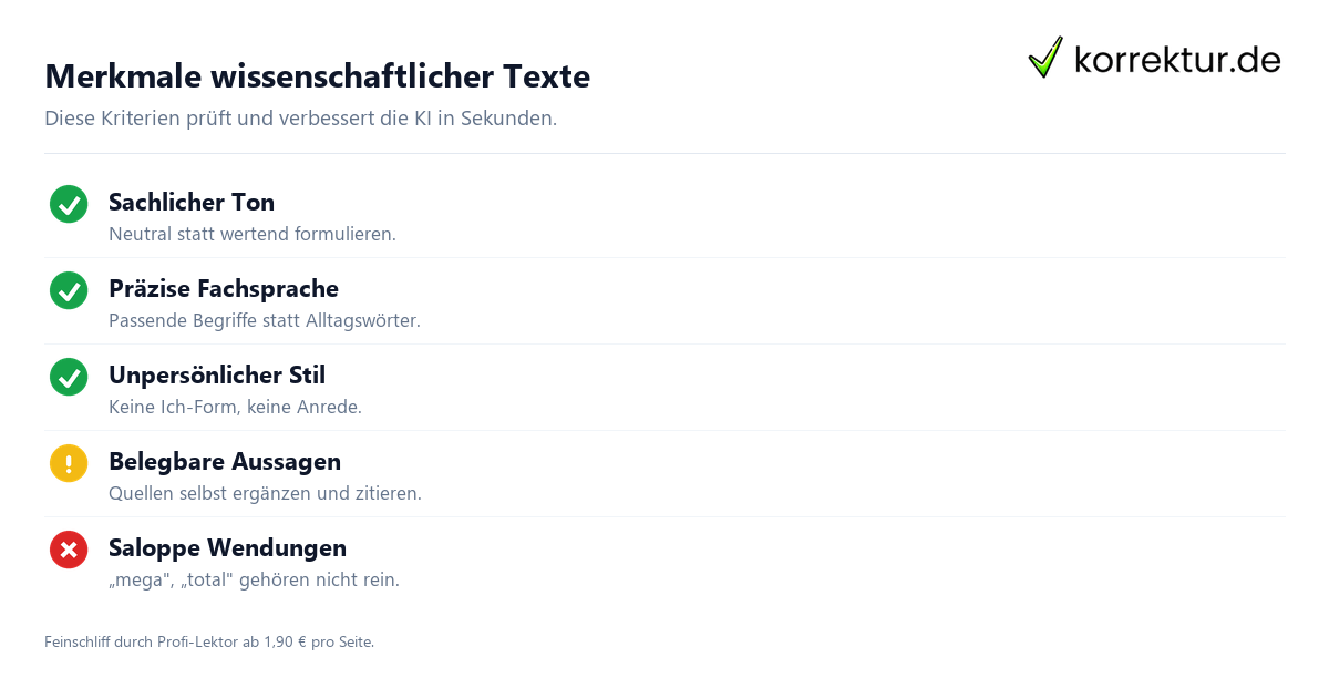 Text wissenschaftlich formulieren mit KI online: Merkmale eines akademischen Stils