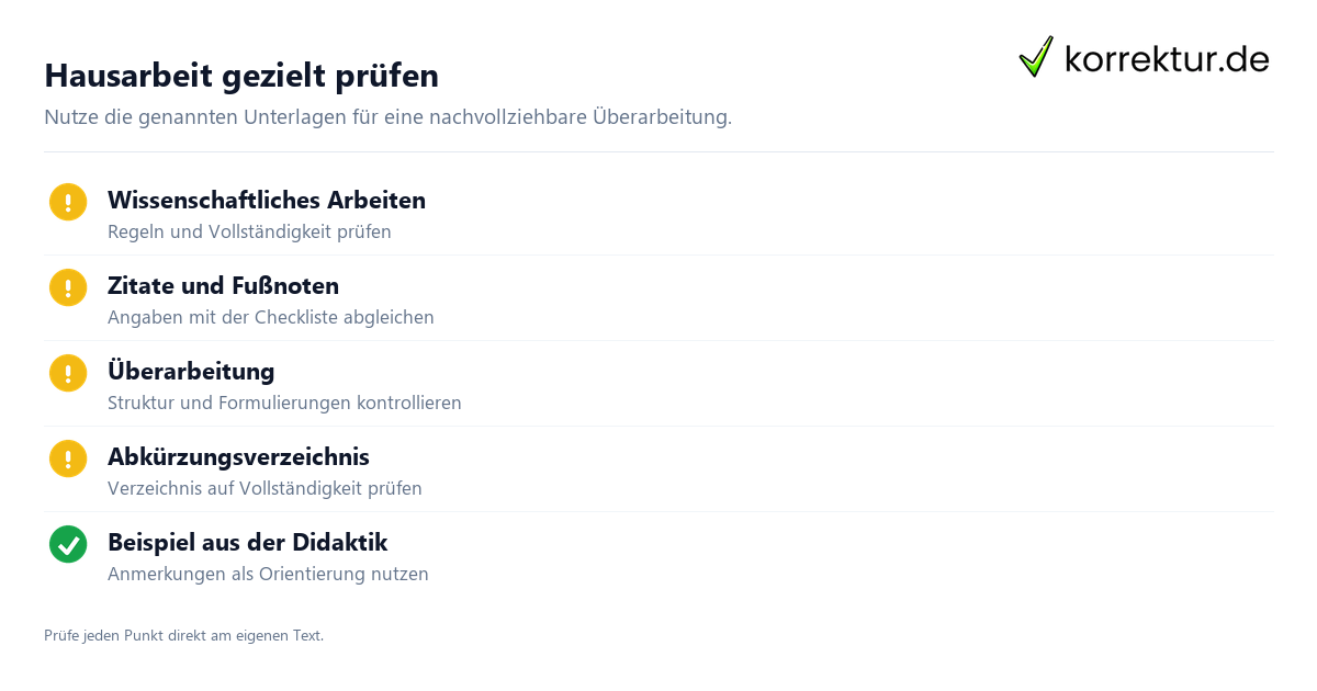 Hausarbeit gezielt prüfen Beispiel einer wissenschaftlichen Arbeit prüfen mit Checklisten