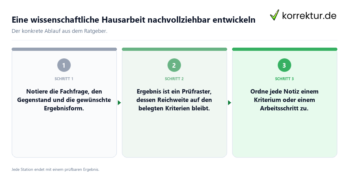 Konkrete Schritte zu Eine wissenschaftliche Hausarbeit nachvollziehbar entwickeln