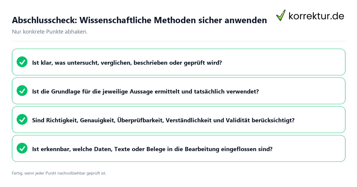Abschlusscheck: Wissenschaftliche Methoden sicher anwenden Konkreter Abschlusscheck zu Wissenschaftliche Methoden sicher anwenden