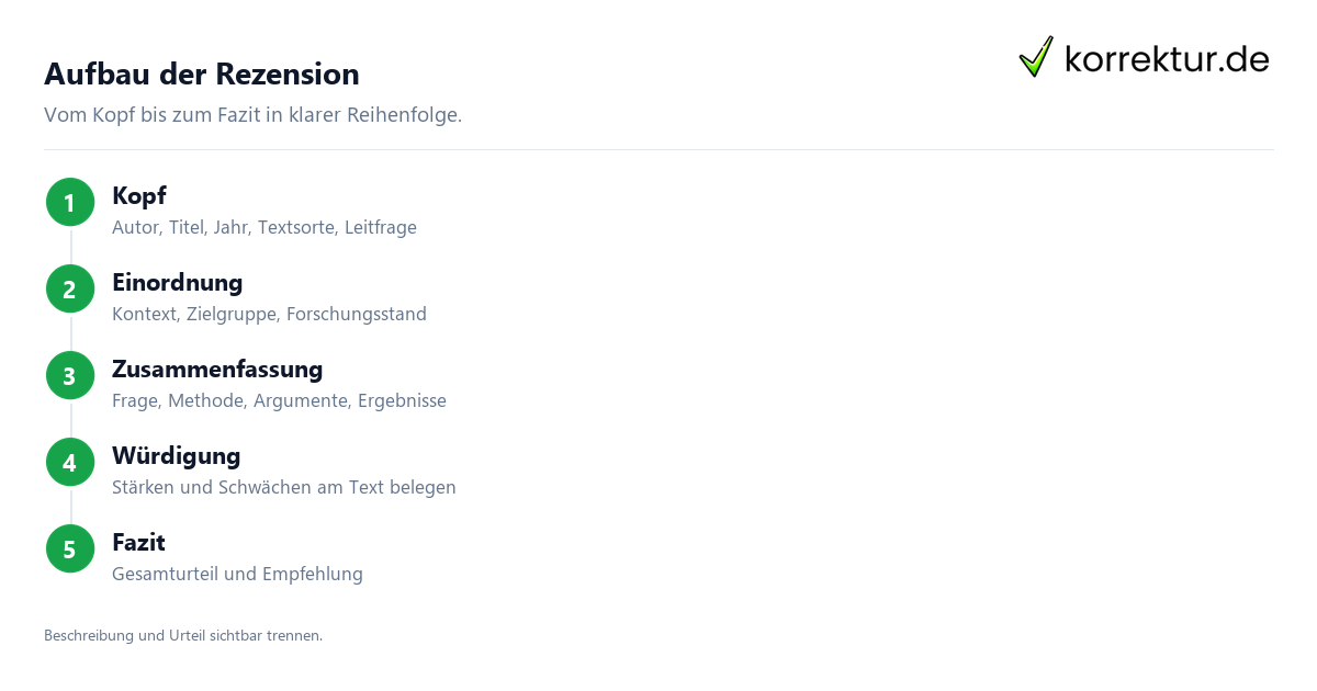 Wissenschaftliche Rezension Aufbau in fünf Schritten