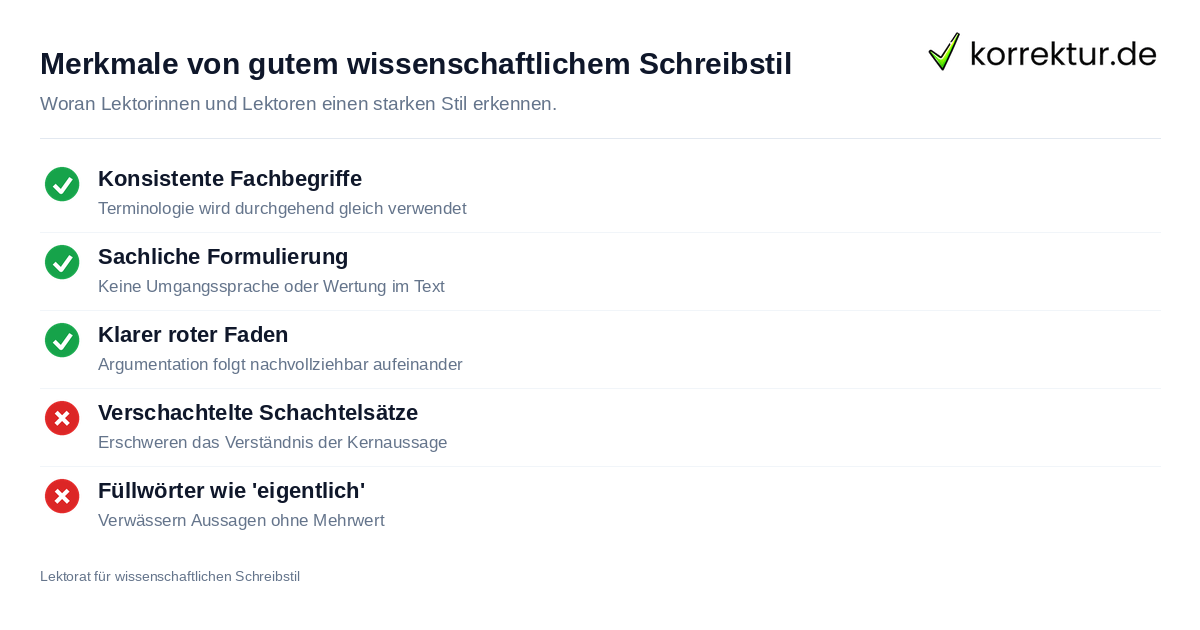 Merkmale von gutem wissenschaftlichem Schreibstil Wissenschaftlicher Schreibstil im Lektorat erkennen