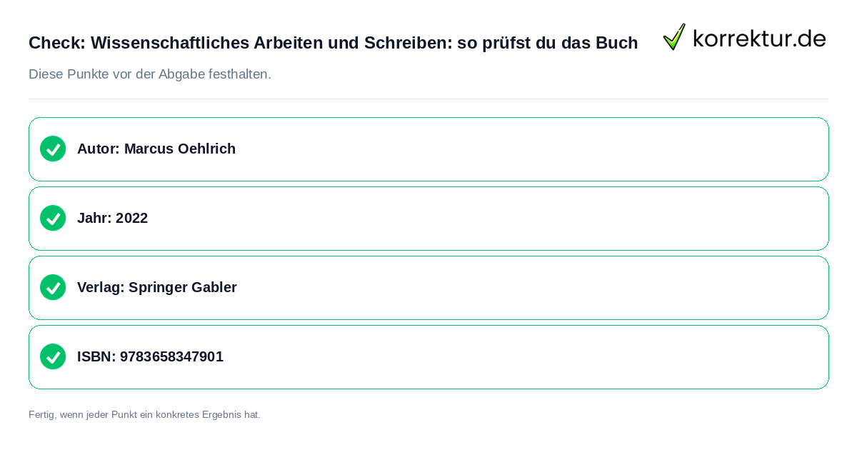 Check: Wissenschaftliches Arbeiten und Schreiben: so prüfst du das Buch Wissenschaftliches Arbeiten und Schreiben: so prüfst du das Buch: Prüfliste mit vier Punkten