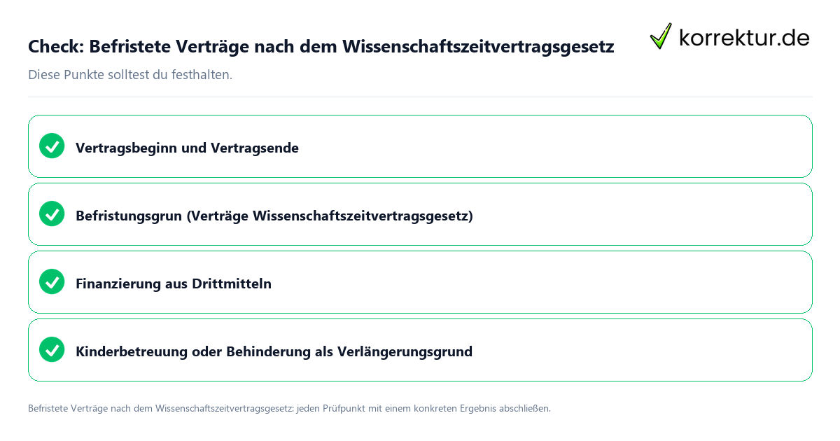 Befristete Verträge nach dem Wissenschaftszeitvertragsgesetz mit einer themenspezifischen Checkliste