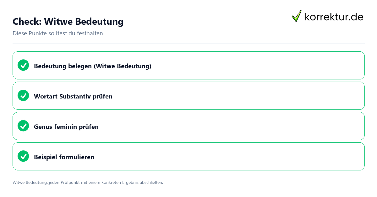 Check: Witwe Bedeutung Witwe Bedeutung mit einer themenspezifischen Checkliste