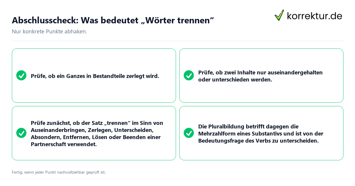 Konkreter Abschlusscheck zu Was bedeutet „Wörter trennen“