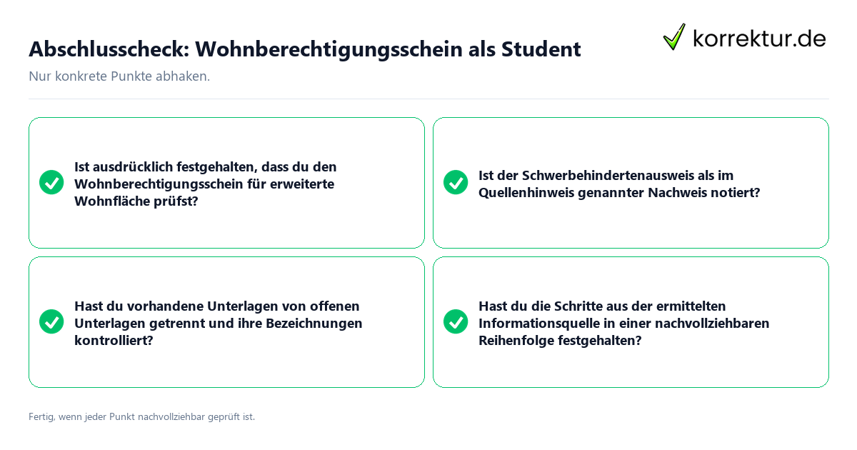 Konkreter Abschlusscheck zu Wohnberechtigungsschein als Student