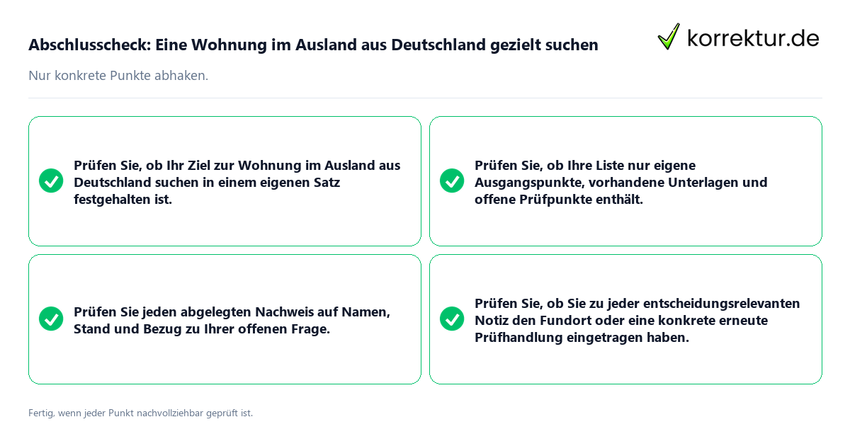 Konkreter Abschlusscheck zu Eine Wohnung im Ausland aus Deutschland gezielt suchen