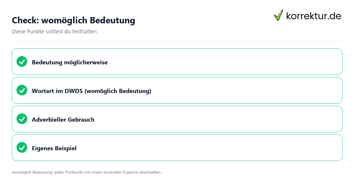 Womöglich Bedeutung mit einer themenspezifischen Checkliste