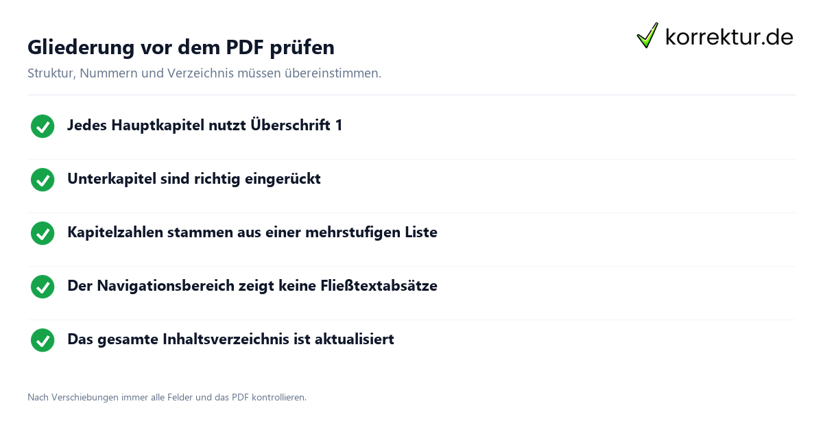 Word Gliederung prüfen: Abgabe-Check