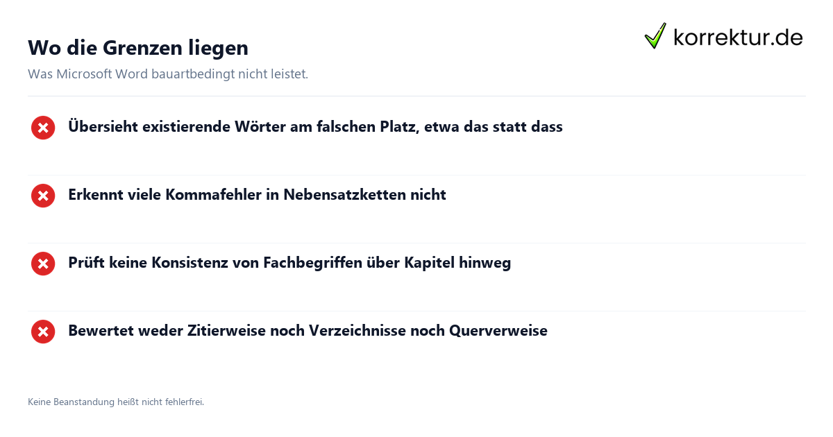 Die Rechtschreibprüfung in Word und ihre Grenzen: Grenzen im Überblick
