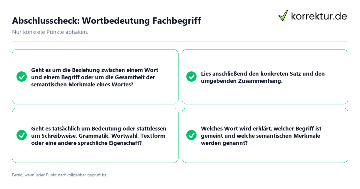 Konkreter Abschlusscheck zu Wortbedeutung Fachbegriff