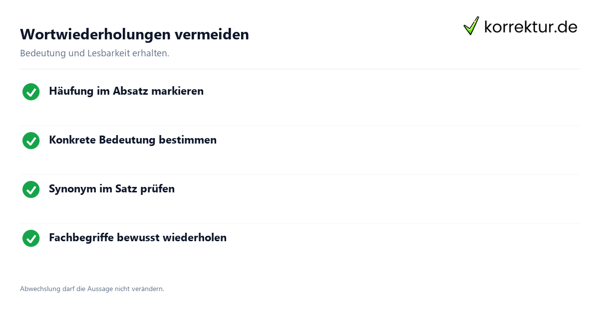 Wortwiederholungen vermeiden Synonyme passend einsetzen