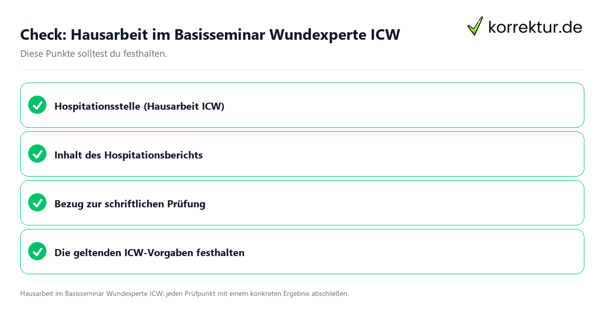 Check: Hausarbeit im Basisseminar Wundexperte ICW Hausarbeit im Basisseminar Wundexperte ICW mit einer themenspezifischen Checkliste