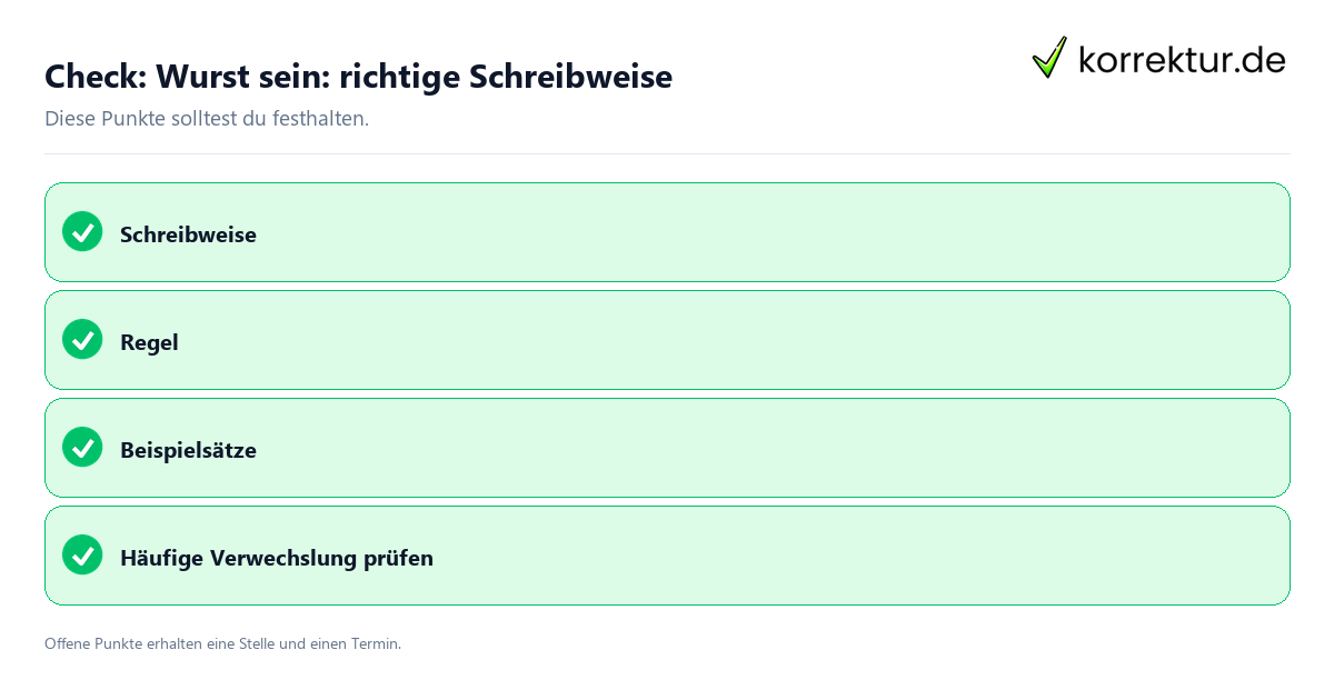 Wurst sein: richtige Schreibweise mit Checkliste für Unterlagen und nächste Schritte