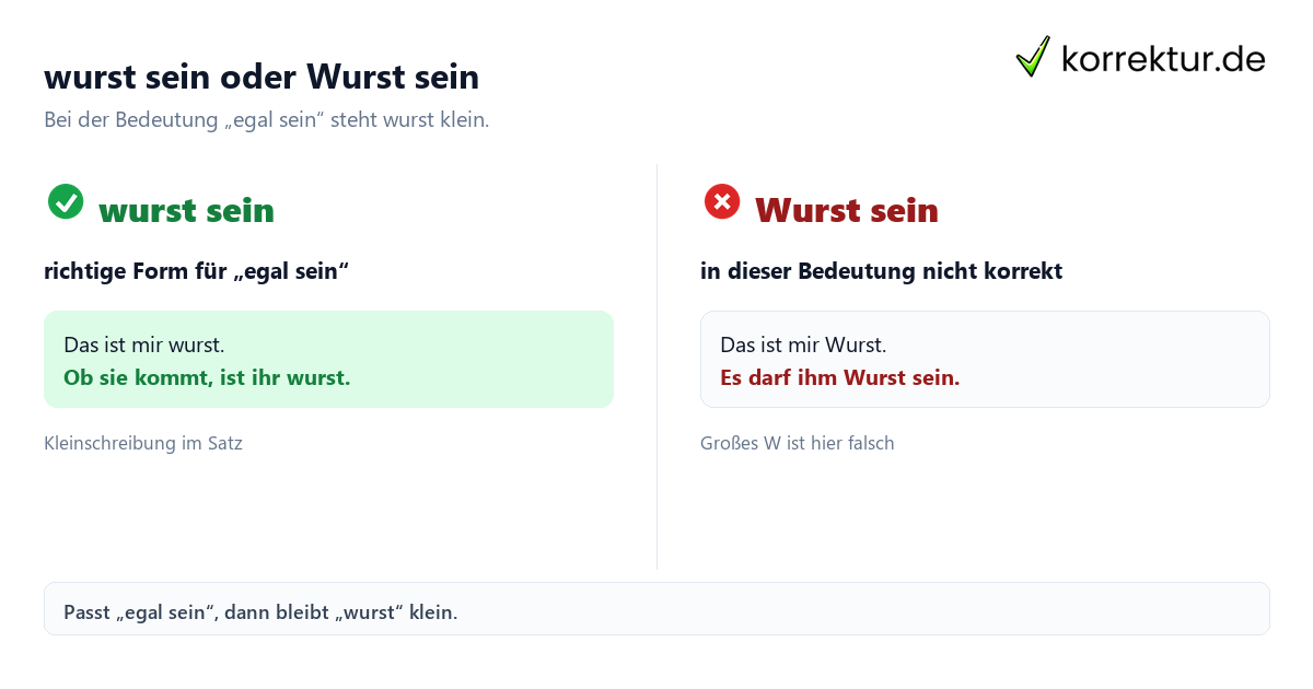 wurst sein oder Wurst sein Wurst sein richtig schreiben: Vergleich der Schreibweisen wurst und Wurst