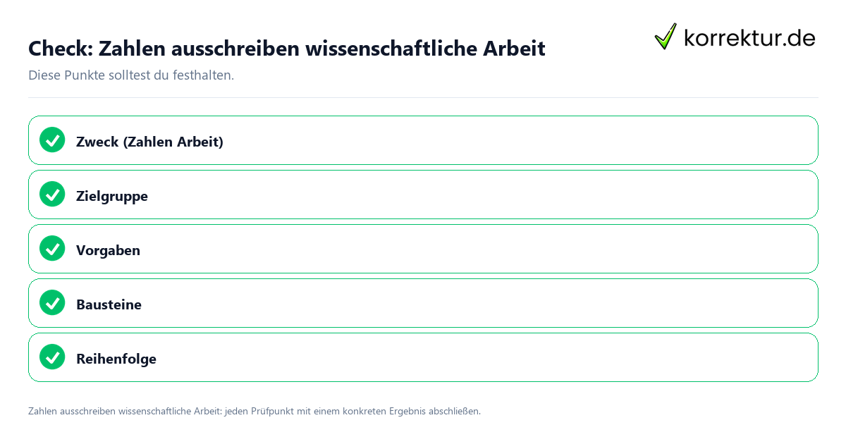 Check: Zahlen ausschreiben wissenschaftliche Arbeit Zahlen ausschreiben wissenschaftliche Arbeit mit einer themenspezifischen Checkliste