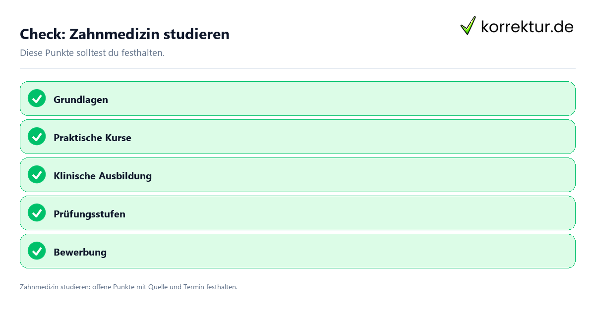 Zahnmedizin studieren mit Checkliste für Unterlagen und nächste Schritte