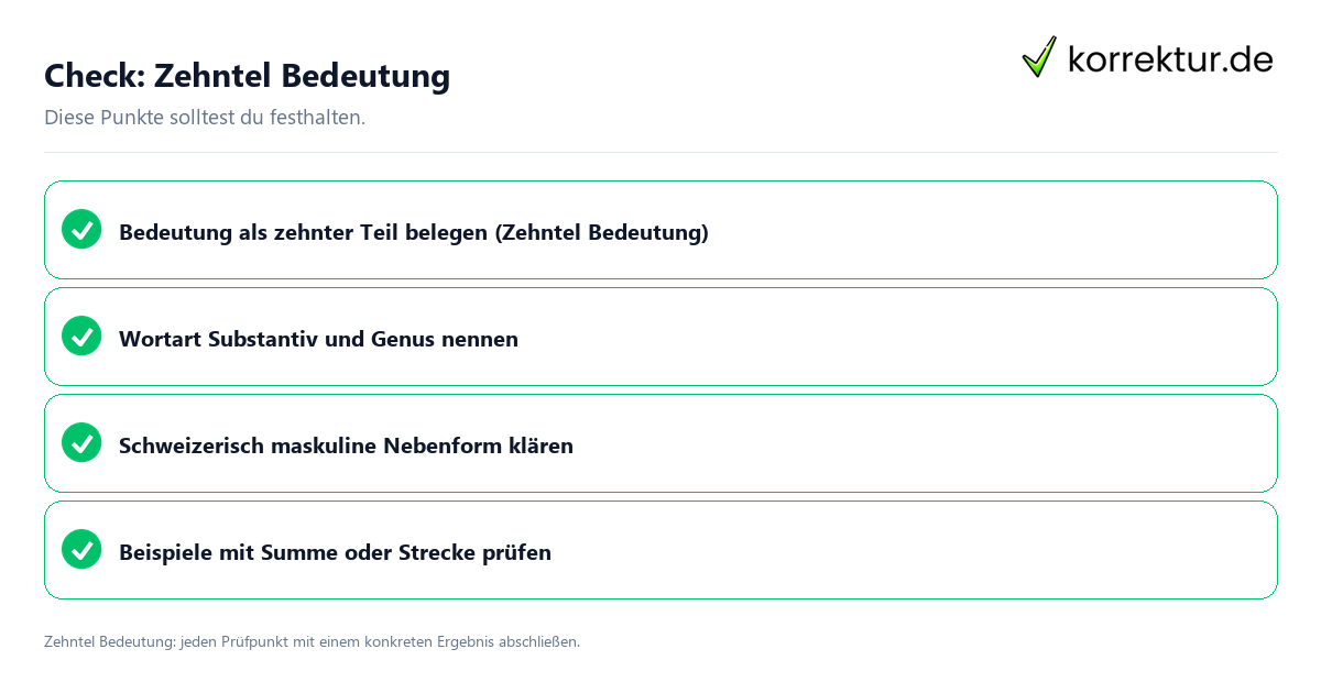 Check: Zehntel Bedeutung Zehntel Bedeutung mit einer themenspezifischen Checkliste