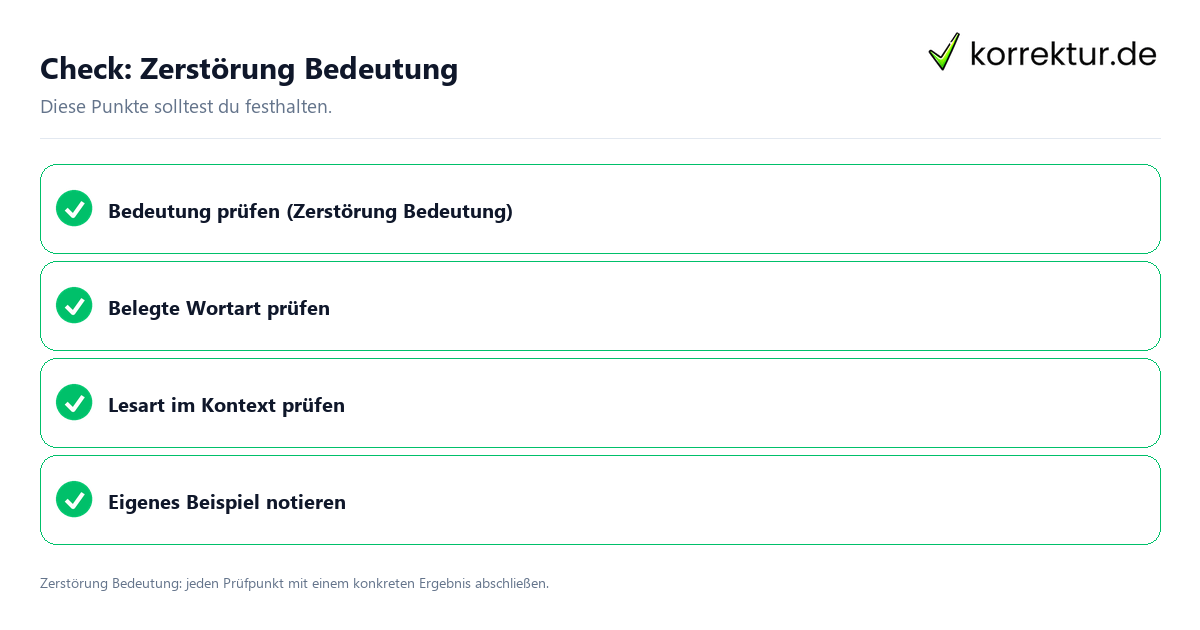 Check: Zerstörung Bedeutung Zerstörung Bedeutung mit einer themenspezifischen Checkliste