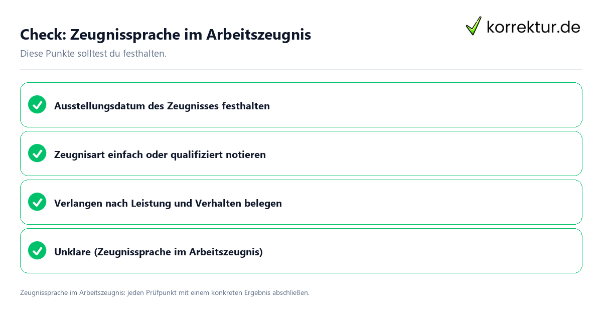 Check: Zeugnissprache im Arbeitszeugnis Zeugnissprache im Arbeitszeugnis mit einer themenspezifischen Checkliste