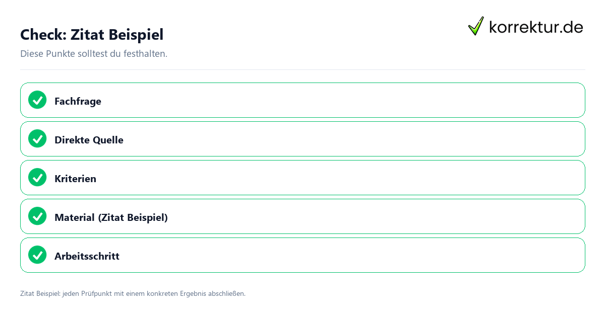 Check: Zitat Beispiel Zitat Beispiel mit einer themenspezifischen Checkliste