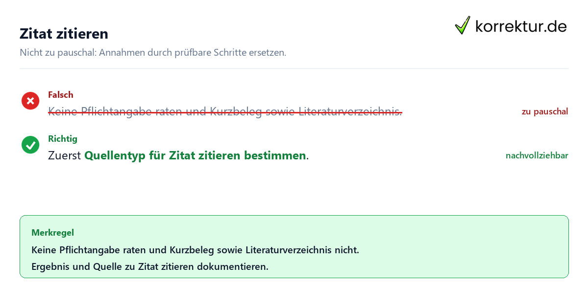 Ungeeignete und belastbare Vorgehensweise bei Zitat zitieren