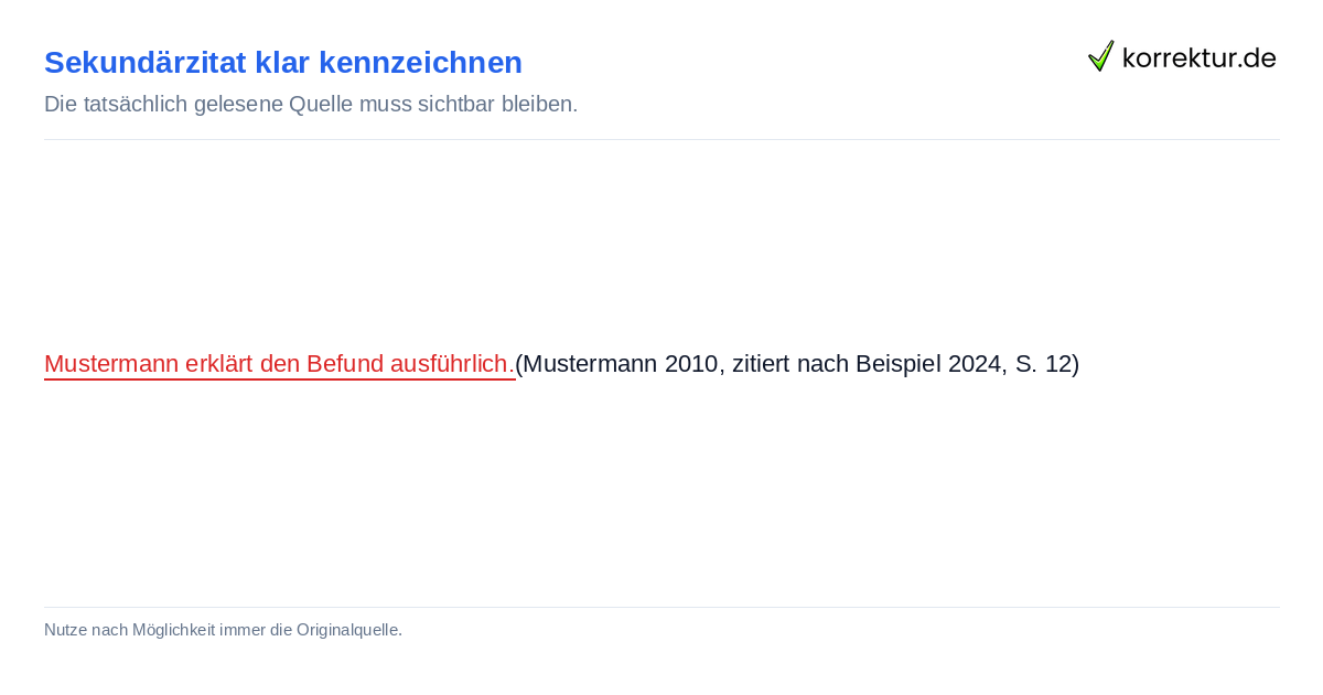 Sekundärzitat klar kennzeichnen Sekundärzitate richtig kennzeichnen