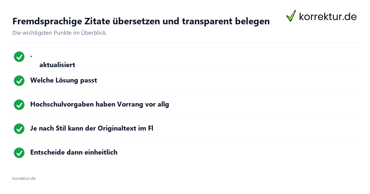Fremdsprachige Zitate übersetzen und transparent belegen: Überblick