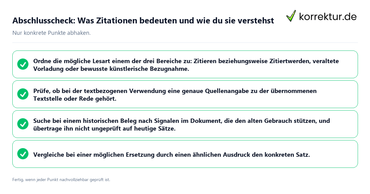 Konkreter Abschlusscheck zu Was Zitationen bedeuten und wie du sie verstehst