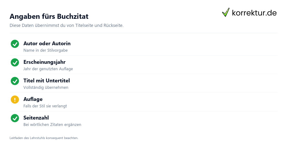 Buch zitieren im Text und im Literaturverzeichnis, Angaben prüfen
