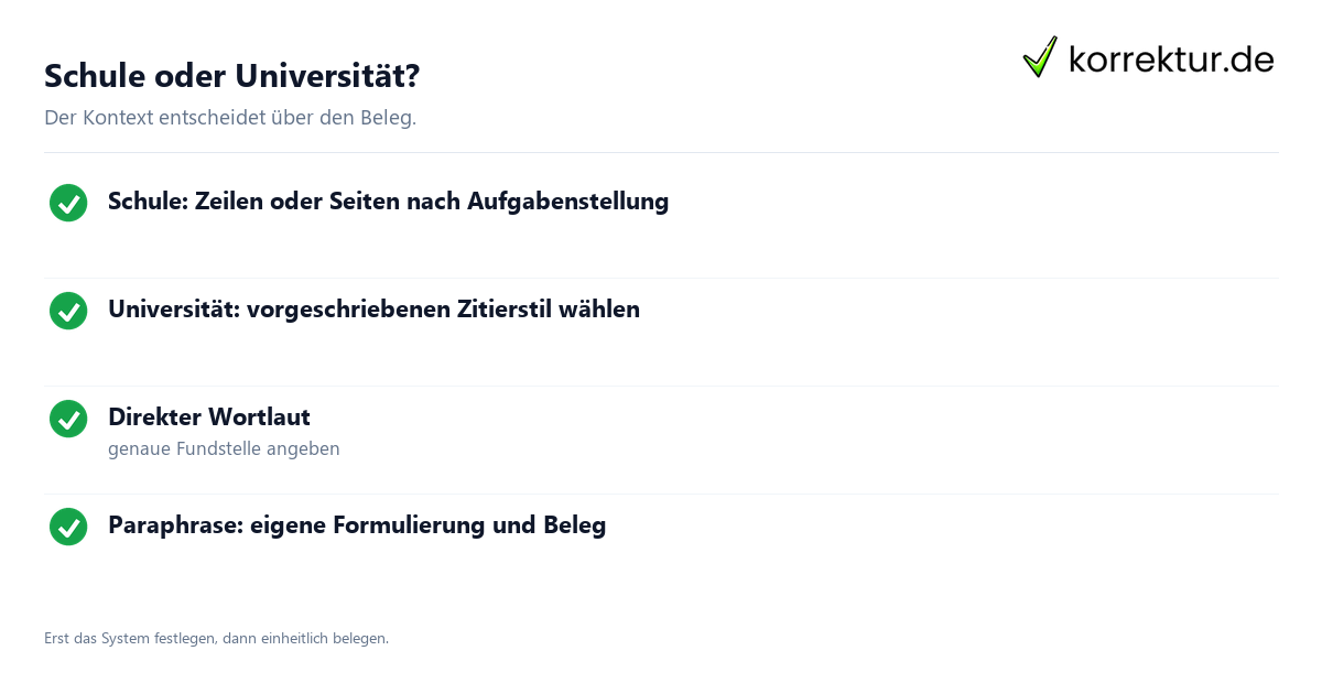 Schule oder Universität? Zitieren im Englischen: Kontext wählen